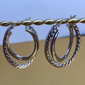 ATI 925 Sterling Oval Hoop Earrings | Twisted Rope Edge 1.5” Made in Thailand